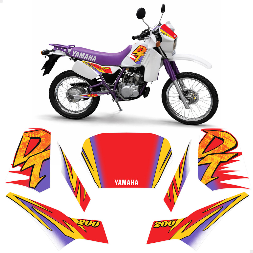 Kit Adesivos Para Yamaha DT 200 1995 Moto Branca Completo