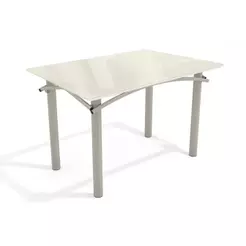 Mesa de Sala Jantar Elba Tampo Madeirado c/ Vidro 120cm Niquel/Off White - Kappesberg
