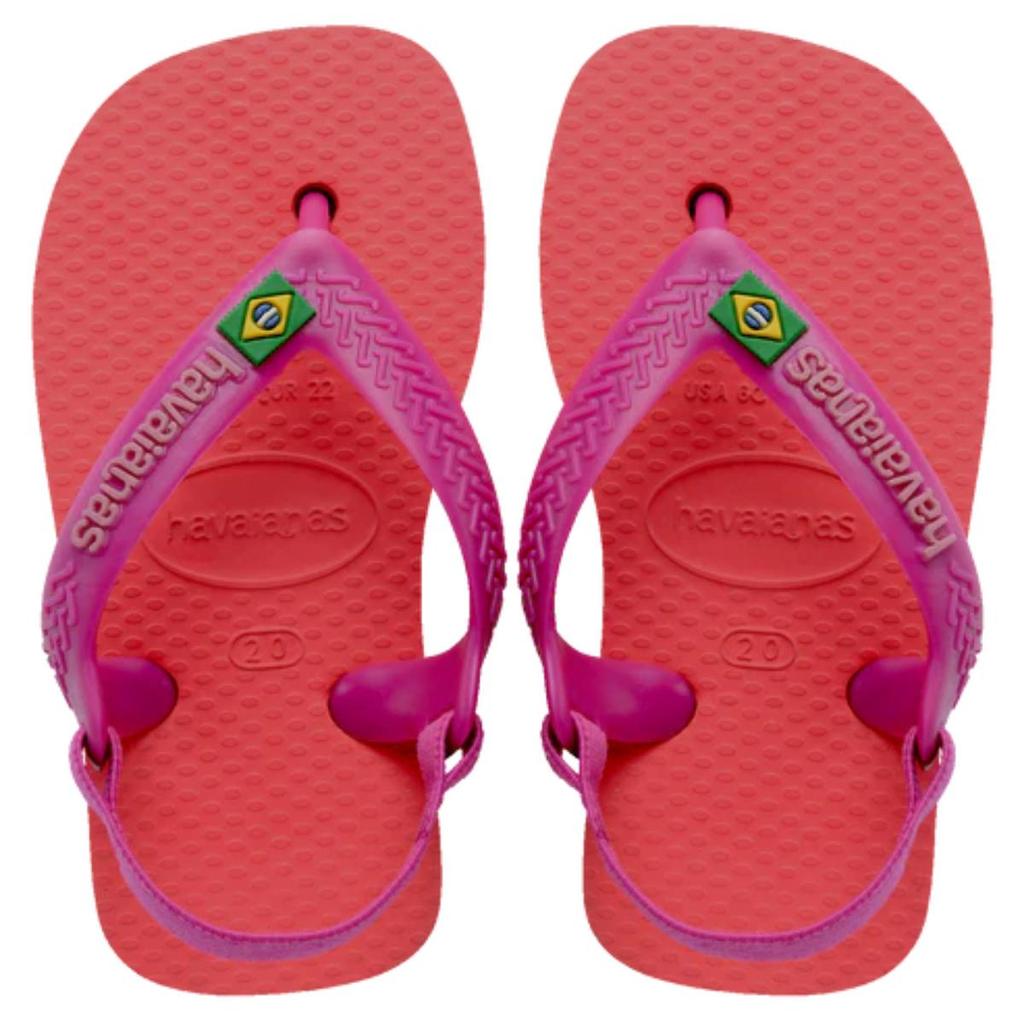 Chinelo Havaianas Baby Brasil Logo Menina - Coral e Roxo