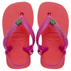 Chinelo Havaianas Baby Brasil Logo Menina - Coral e Roxo