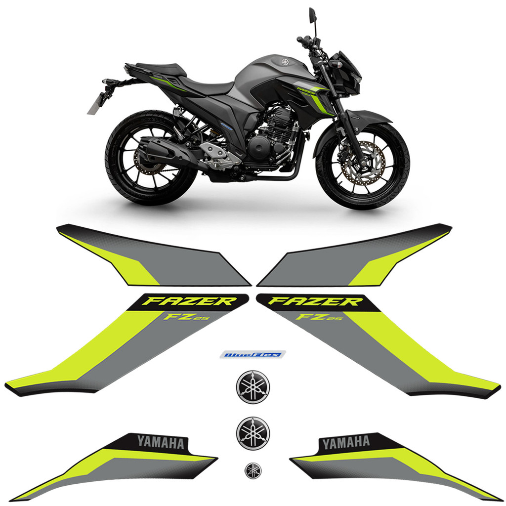 Adesivos Para Yamaha Fazer 250 Fz25 2024 Moto Cinza + Logos