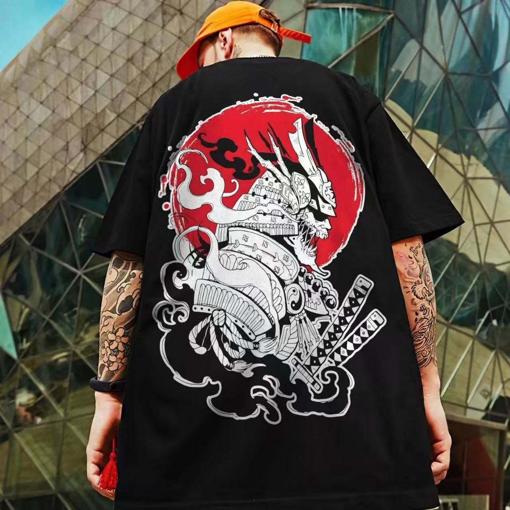 Bonito 2026 Novo Camiseta De Alta Qualidade 100% Algodão, Estampa De Samurai Em Armadura, Estilo Streetwear Retrô, Uniss em Oferta na Shopee