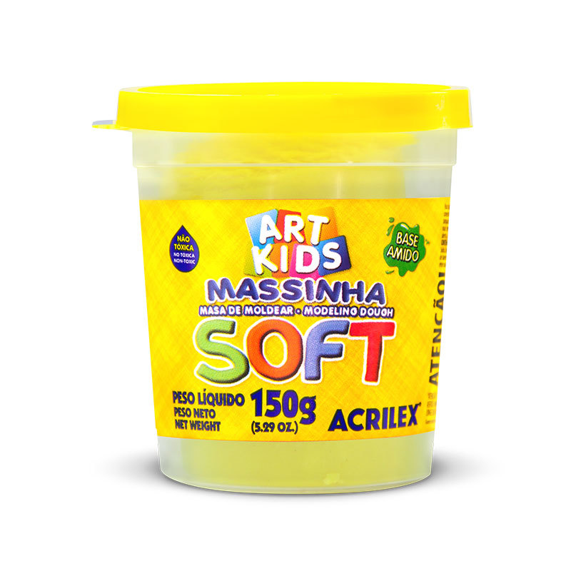 Massa de modelar Soft 150g Amarelo Limão 102 Acrilex em Oferta na Shopee