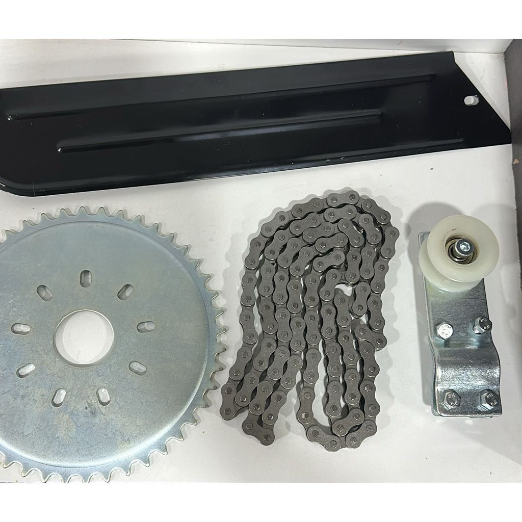 Kit Corrente Bike Motorizada 80cc Coroa 44 Esticador Prateado e protetor de corrente preto