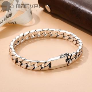 Pulseira De Corrente Masculina MARVER , Cubana De Liga De Prata Miami , Design Casual De Alternância , Joias Masculinas 