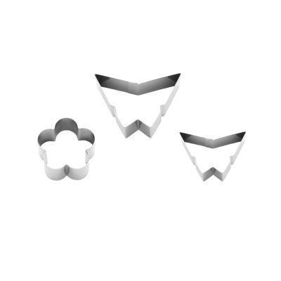 Kit Cortador Petit Four Mini Trevo 5 Folhas, Mini Borboleta e Borboleta (Inox)