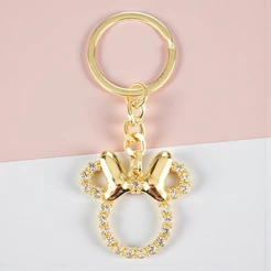 Chaveiro Metal - Minnie Mouse - Strass e Dourado - 3,5cm - Disney Original - 1 unidade - Rizzo