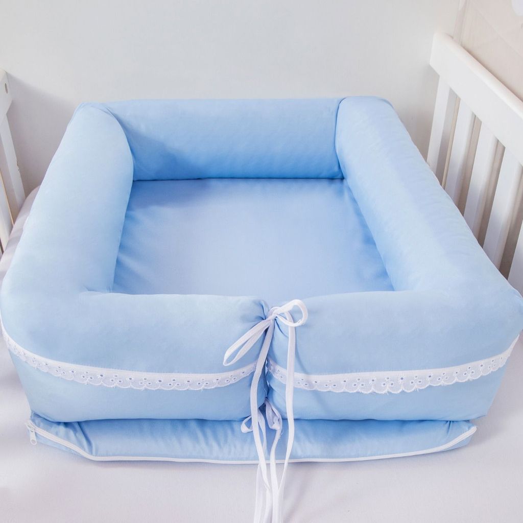 Ninho Redutor de Berço Azul Bebê Basic Quadrado Micropercal / Ninho Redutor Menino