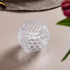 Porta Velas Bolhas 8cm x 8cm x 6cm Vidro Lyor
