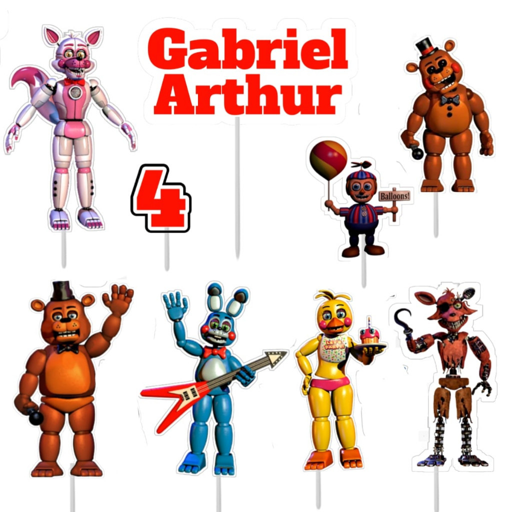 Topo Topper Decoração De Bolo Enfeite Five Nights at Freddy em Oferta na Shopee