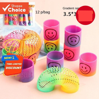 Kit 12 Anel Elástico Mola Maluca Plástico Gradiente De Arco-Íris Brinquedos De Barraca De Rua em Oferta na Shopee