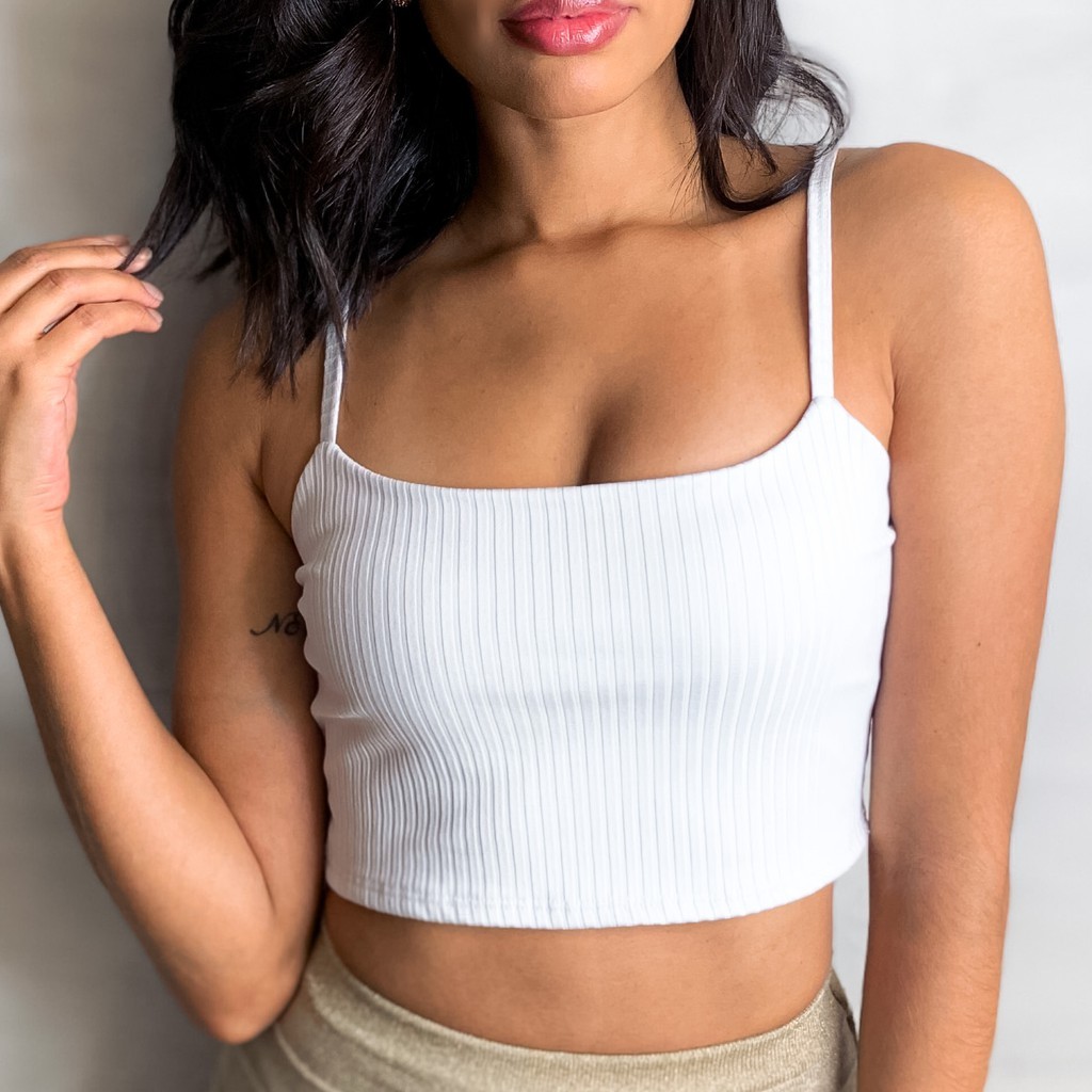 Top Alcinha Canelado Tendencia Moda Verão Várias Cores