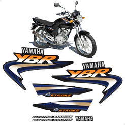 Kit Adesivos Para Yamaha Ybr 125 2003 Moto Preta Completo