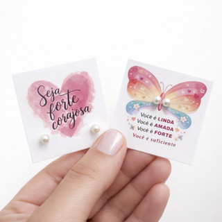 Kit 100, 50 , 20 Pares de Brinco de Perola + tag Mimo para cliente em Oferta na Shopee