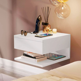 Kit 2 Mesa de Cabeceira Suspensa Quarto Casal Retro Off White com Gaveta Pequena Moderno em Oferta na Shopee