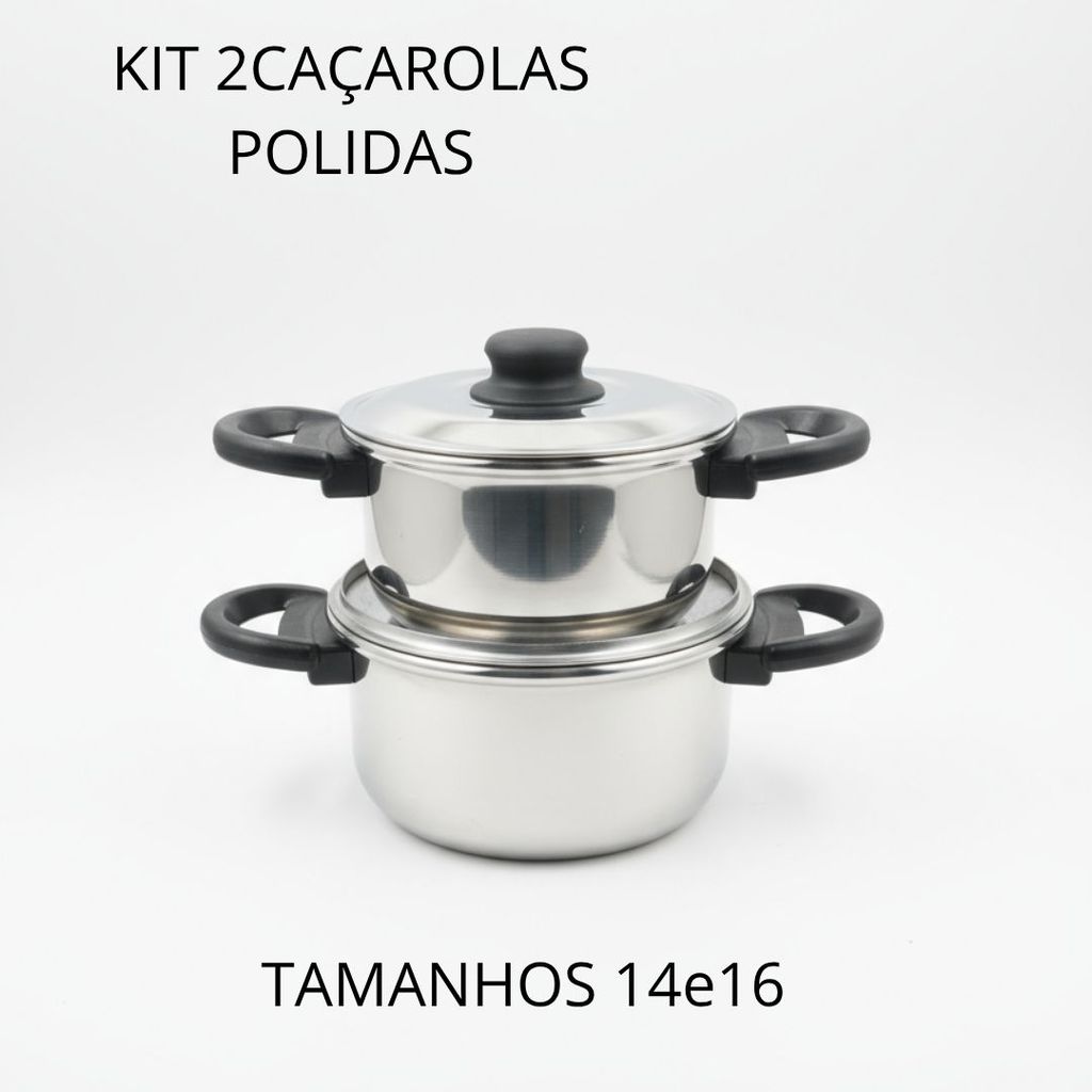 KIT 2CAÇAROLAS POLIDAS TAMANHO14e16 em Oferta na Shopee