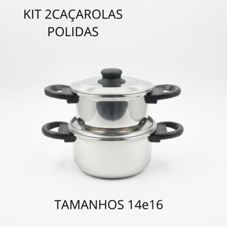 KIT 2CAÇAROLAS POLIDAS TAMANHO14e16 em Oferta na Shopee