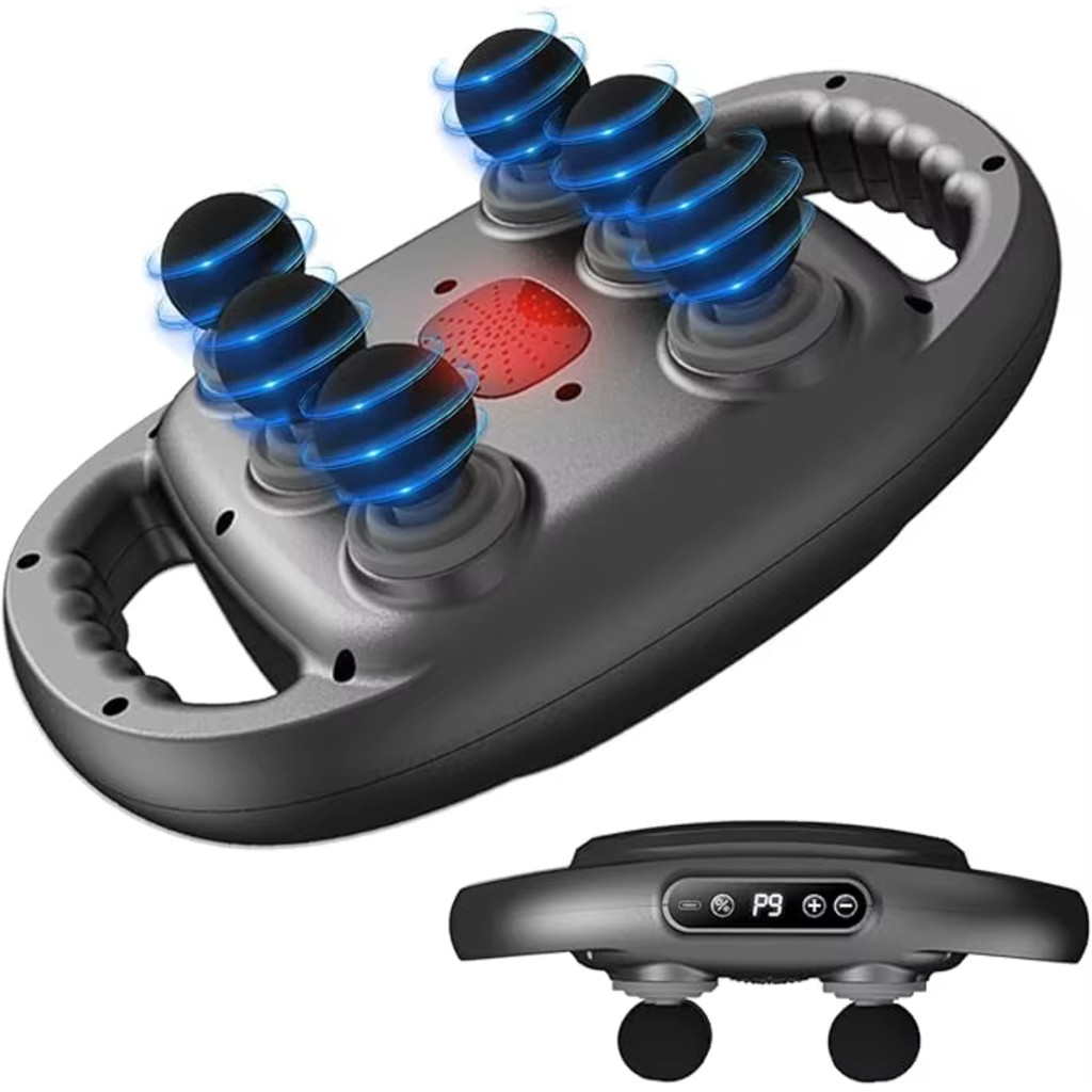 Massageador Elétrico Corporal com 6 Pontas Pistola de Massagem Muscular Profunda