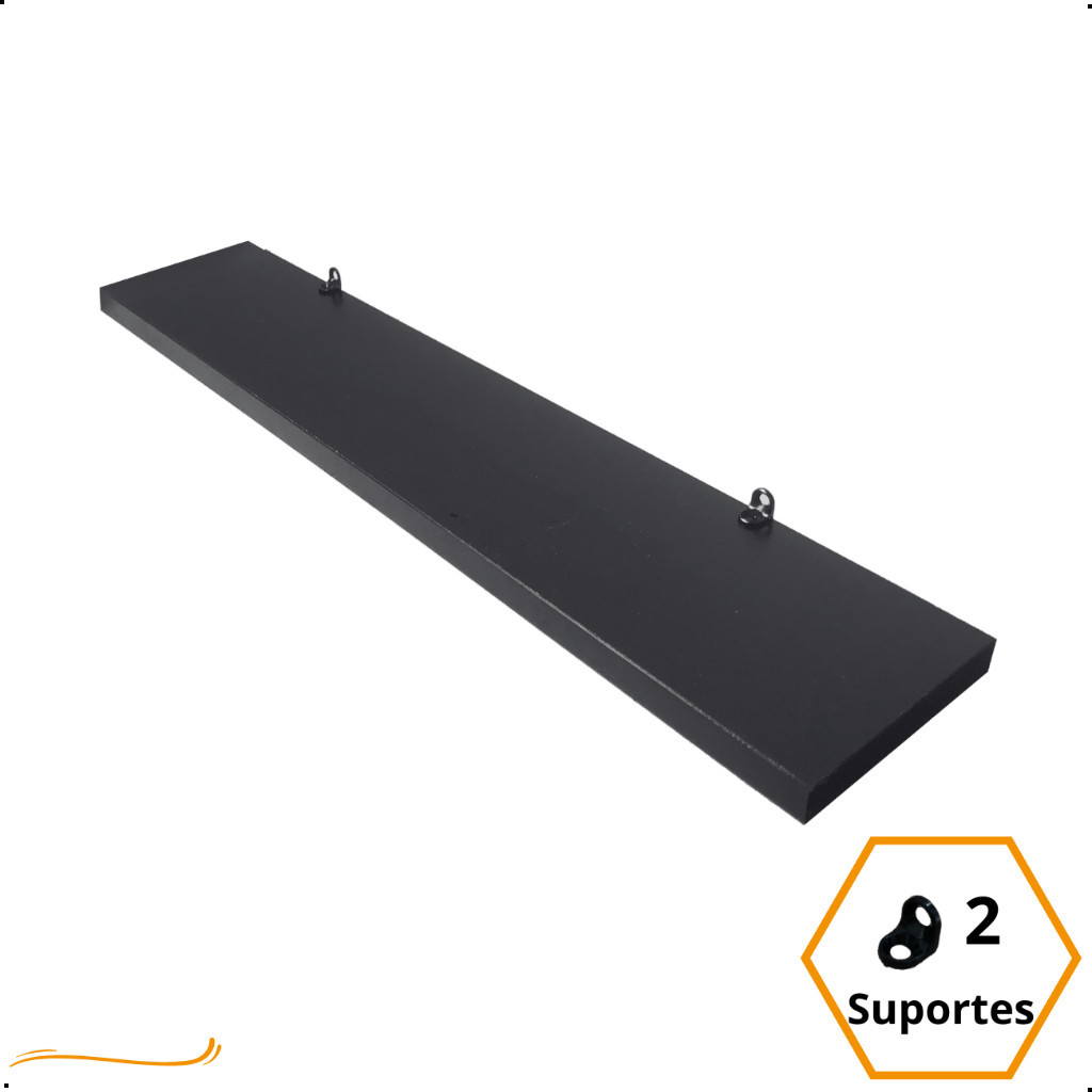 1 Prateleira Preta 50X10 Com Suporte Flutuante Mdf  Organizadora Decoração Cozinha Quarto Banheiro em Oferta na Shopee