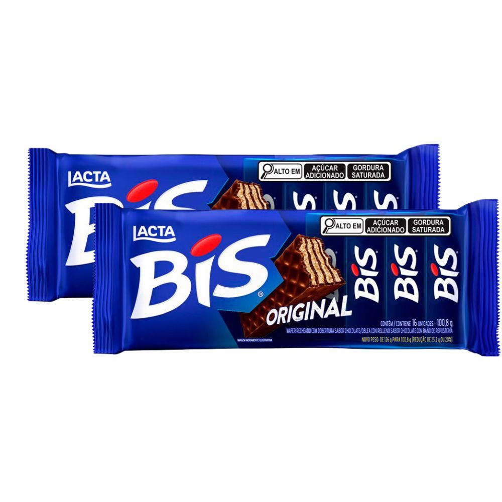 Kit 2 Chocolate Bis Lacta Ao Leite com 100,8g