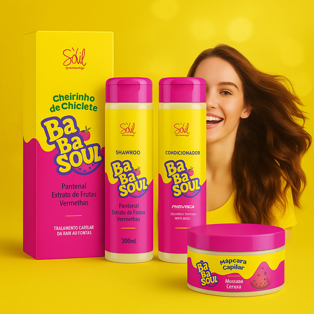 Kit Capilar Shampoo + Condicionador + Mascara Capilar cheirinho de babalu 300ml Babasoul