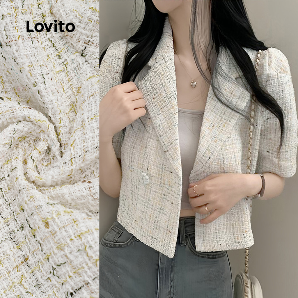 Lovito Textura de Botões de Blazer Elegante Blazer de Outono/inverno para mulheres L159AD526