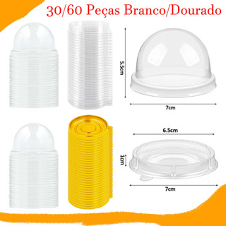 30/60 Peças mini caixa de bolo de plástico transparente com tampas de cúpula, caixas de embalagem de cozimento de past em Oferta na Shopee