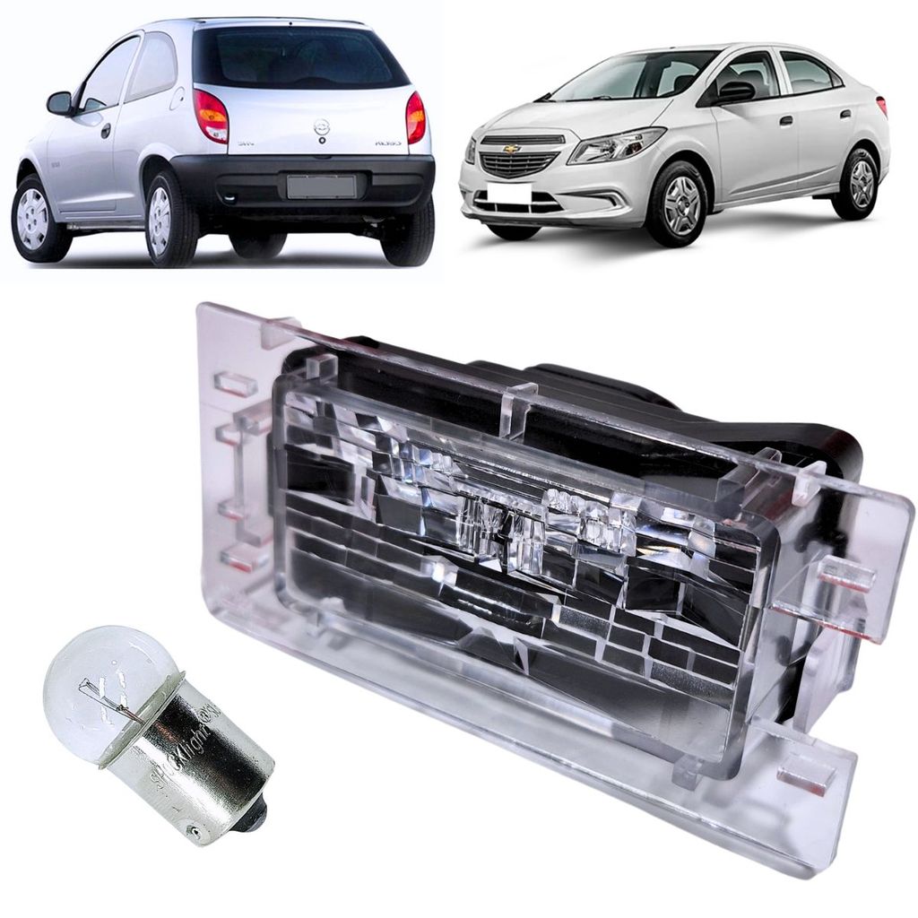 KIT PAR LANTERNA LUZ DE PLACA PRISMA CELTA SEM SOQUETE COM LÂMPADAS ILUMINAÇÃO