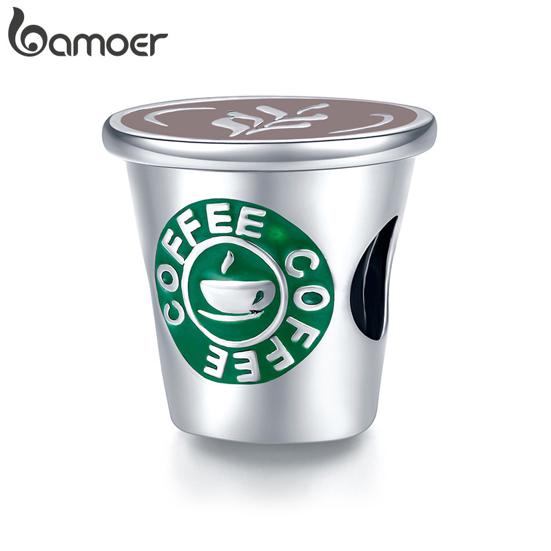 Bamoer Bead Coffee Time Pingente DIY Pulseira Colar Acessórios Para Presentes Femininos