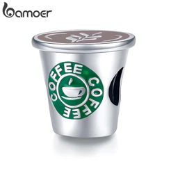 Bamoer Bead Coffee Time Pingente DIY Pulseira Colar Acessórios Para Presentes Femininos