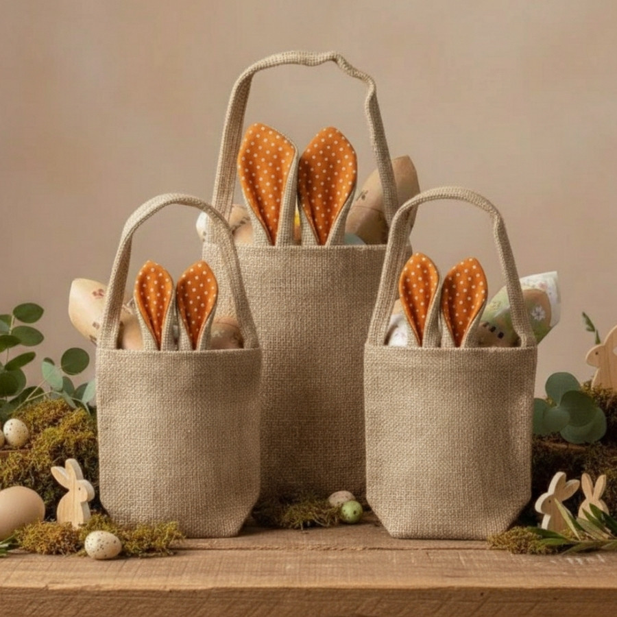 Sacola de Juta de Páscoa com Orelha Laranja Poá - EcoArt - 1 Unidade - Rizzo em Oferta na Shopee