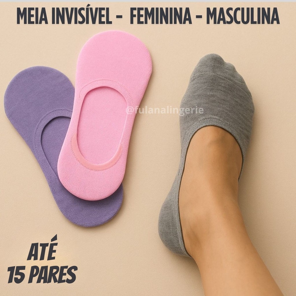 Kit Pares Meia Sapatilha Ínvisivel Masculina e Feminina - Invisivel em Oferta na Shopee