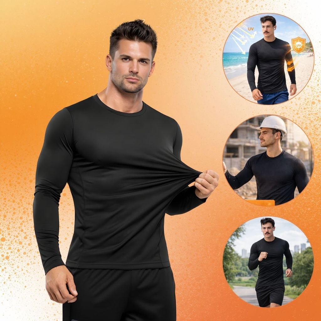 Camisa Térmica Proteção UV 50+ Segunda Pele Camiseta Blusa Premium Malha Fria Academia Manga Longa