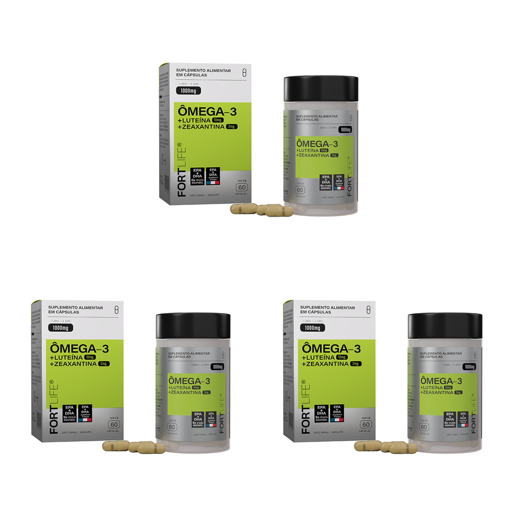 Kit 3 Und Ômega-3 + Luteína + Zeaxantina 1000mg 60 Cápsulas FortLife