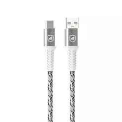 Gshield Cabo de Dados e Carregamento USB-A/Tipo C 1,5M em Nylon Kevlar Resistente, Branco