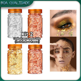 Kit 2 Folha de ouro folha de ouro metálico folha de ouro imitação para nail art pintura joalharia artesanato DIY - 20g