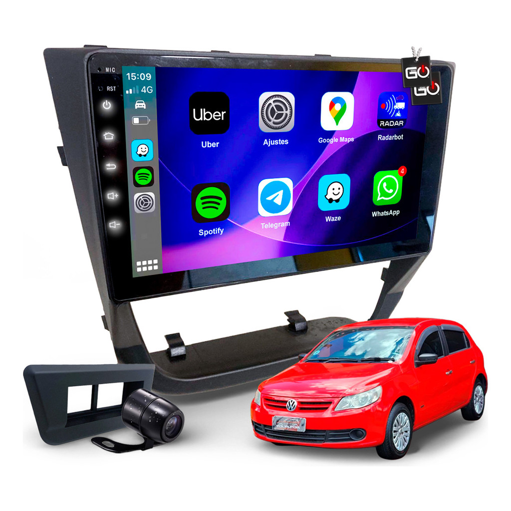 Multimídia Mp10 Vw Gol G5 2009-2013 Moldura + Câmera De Ré