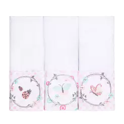 Kit Pano De Boca Papi Bordados Karinho Faixa Borboleta - 03 Peças