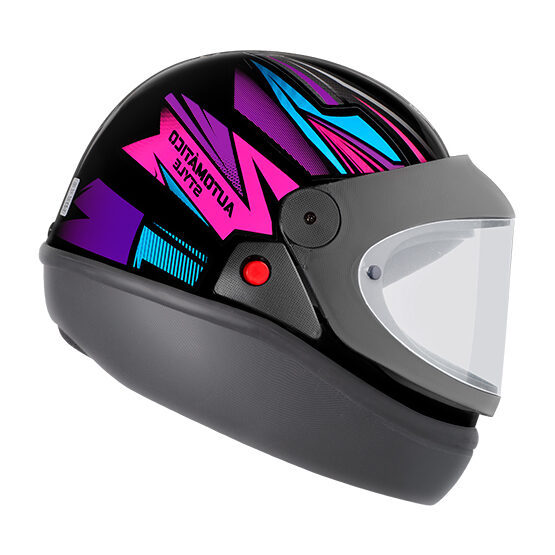 Capacete Moto Fechado Integral Ebf Style Automático Preto Roxo Rosa