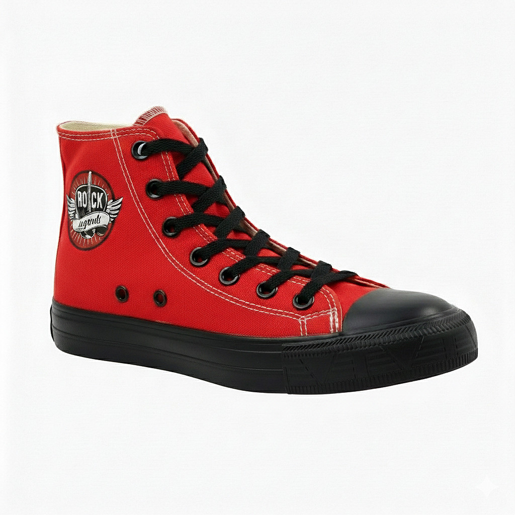 Tênis Authentic Plumax Legends Kids Lona Cano Alto Vermelho Preto