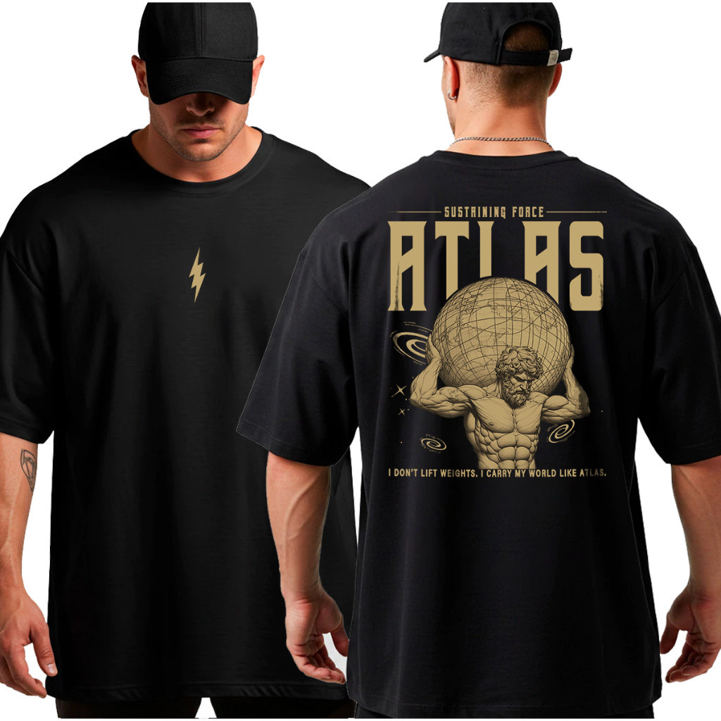 Streetwear Moda Urbana Estampada Camiseta Oversized Academia Musculação Atlas Treino Maromba Streetwear 100% Algodão