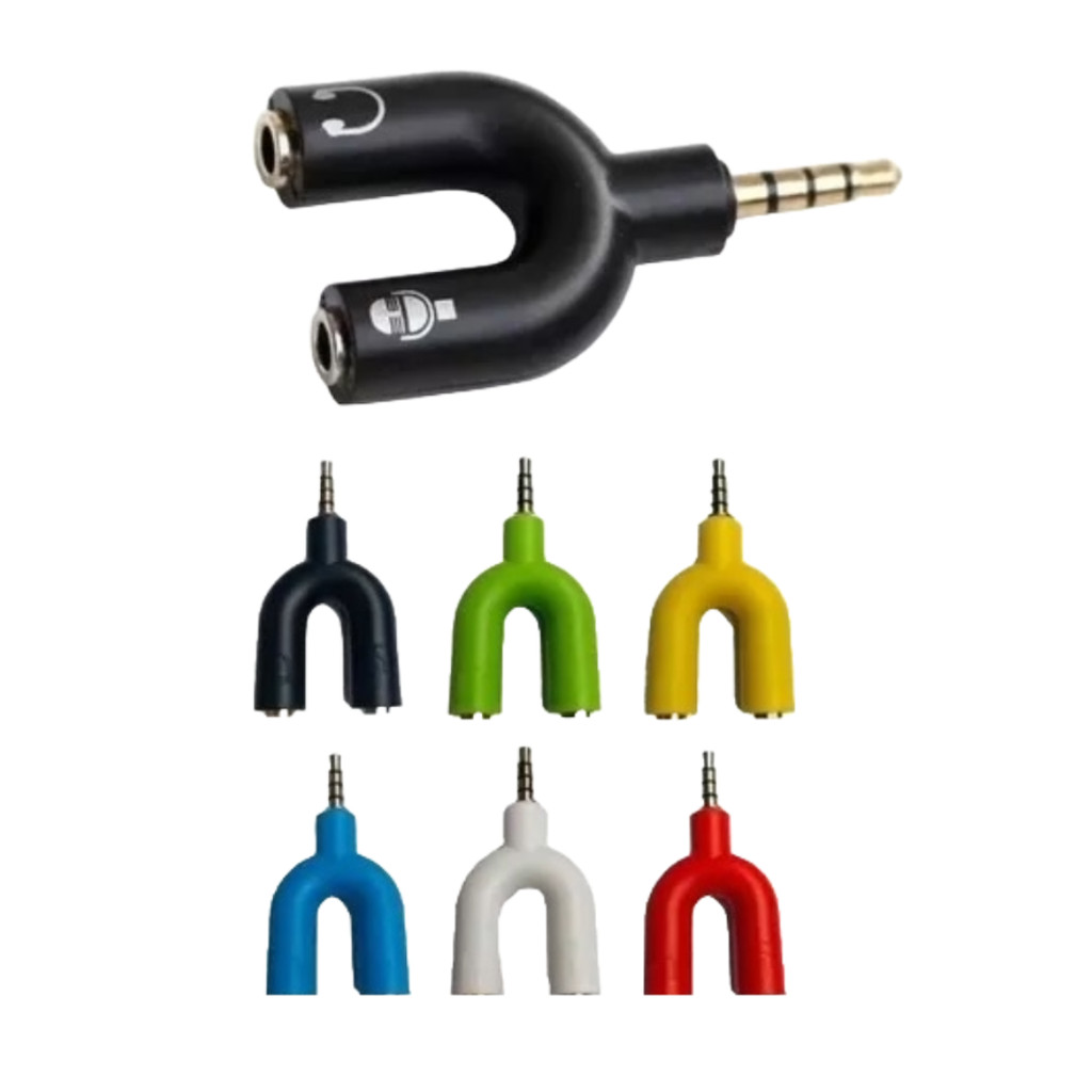 Kit 2 adaptador fone microfone audio headset p2