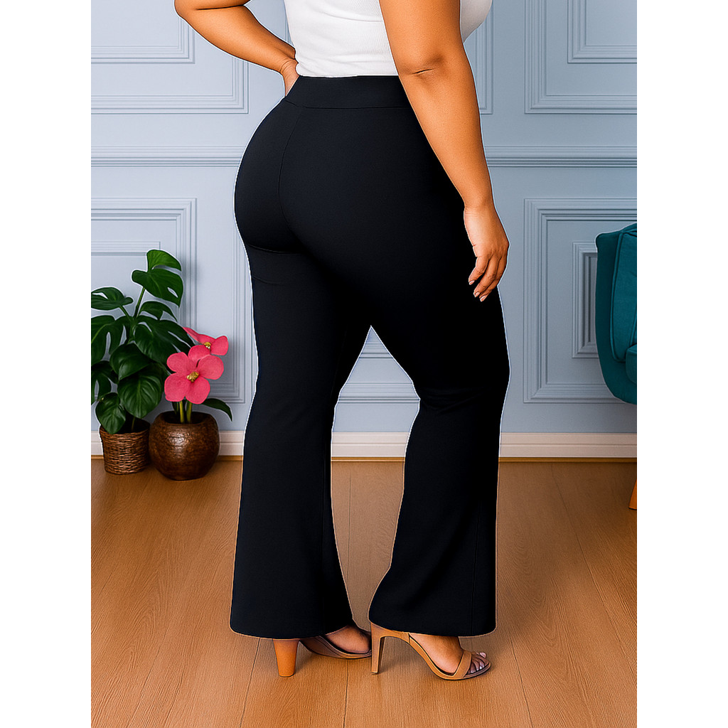Calça Legging Flare Bailarina Boca De Sino Plus Size Academia Treinos