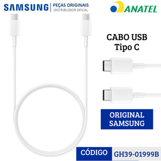 Cabo Original Samsung USB-C para USB-C Turbo Branco 1 Metro GH39-02115A Carregamento Rápido em Oferta na Shopee