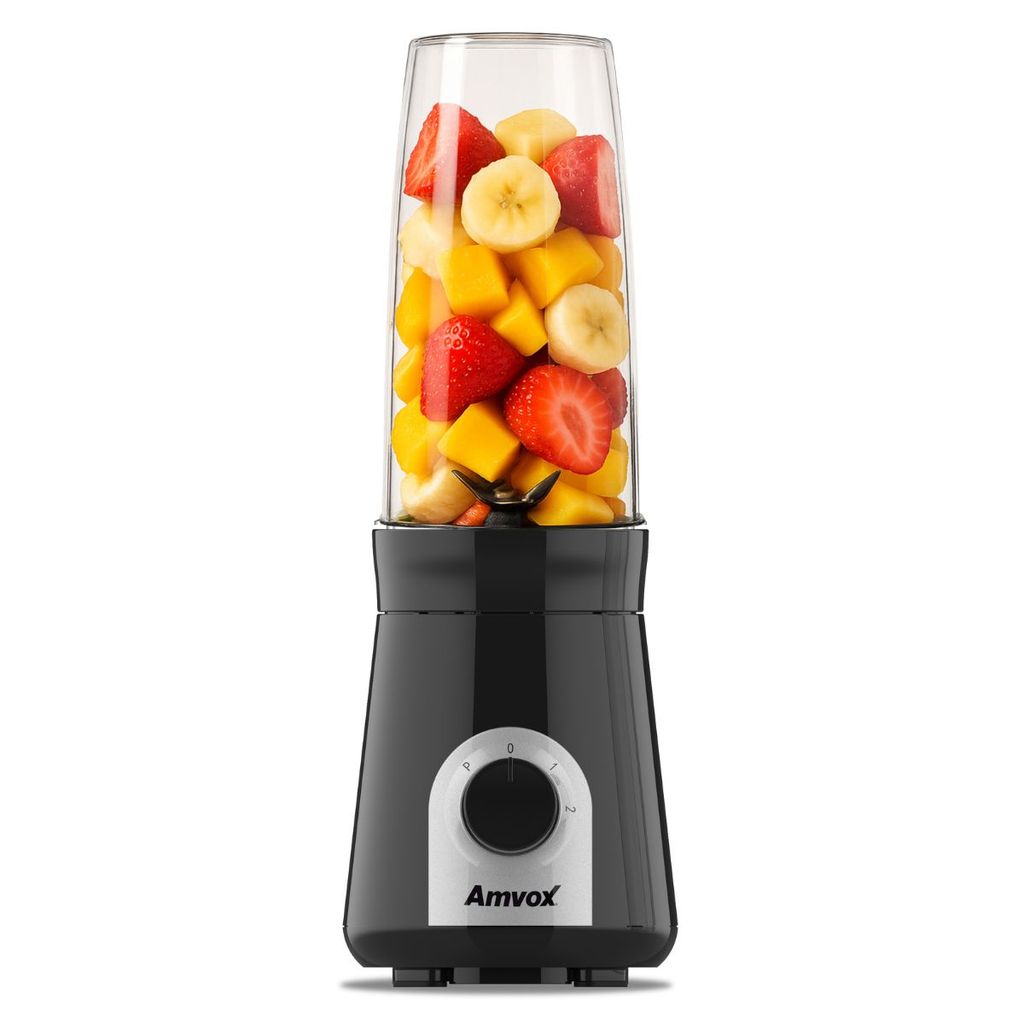Liquidificador Personal Blender ALQ 301 Amvox Black 800ml Para Preparar Sucos, Vitaminas e Shakes
