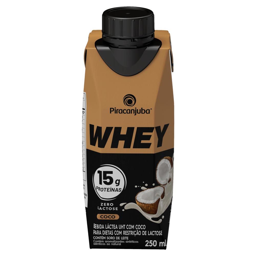 Bebida Láctea Piracanjuba Whey Zero Lactose com 15g de Proteína Coco 250ml em Oferta na Shopee