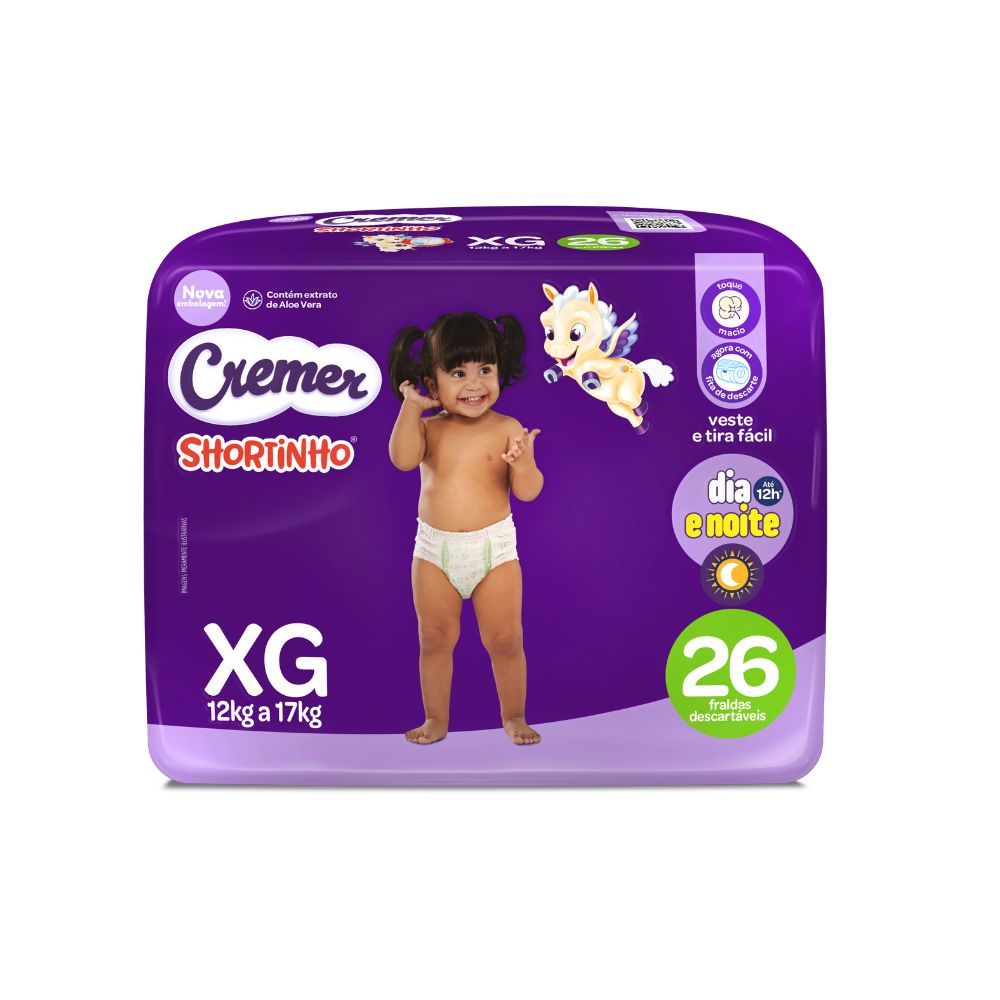 Fralda Shortinho Cremer Dia e Noite Tamanho XG 26 Fraldas em Oferta na Shopee