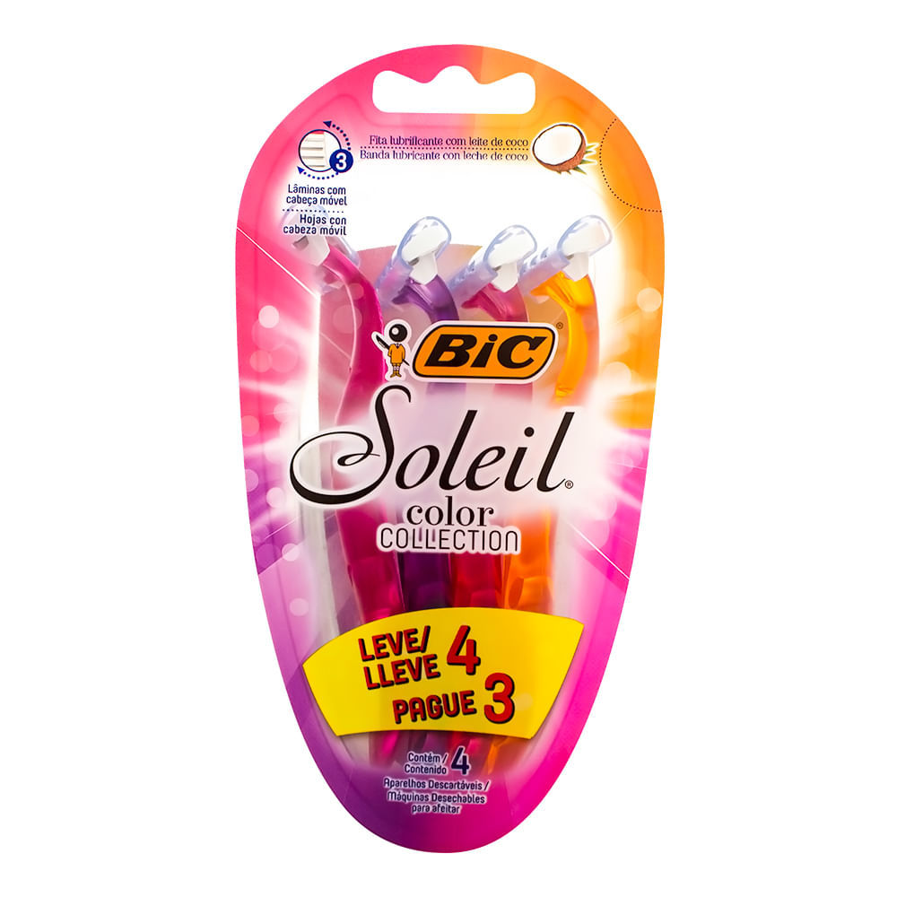 Aparelho de Depilação Bic Soleil Color Collection Leve 4 Pague 3 em Oferta na Shopee