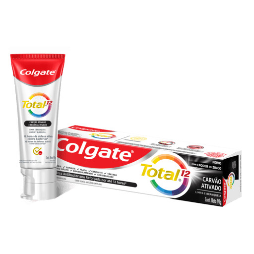 Creme Dental Colgate Total 12 Carvão Ativado 90G