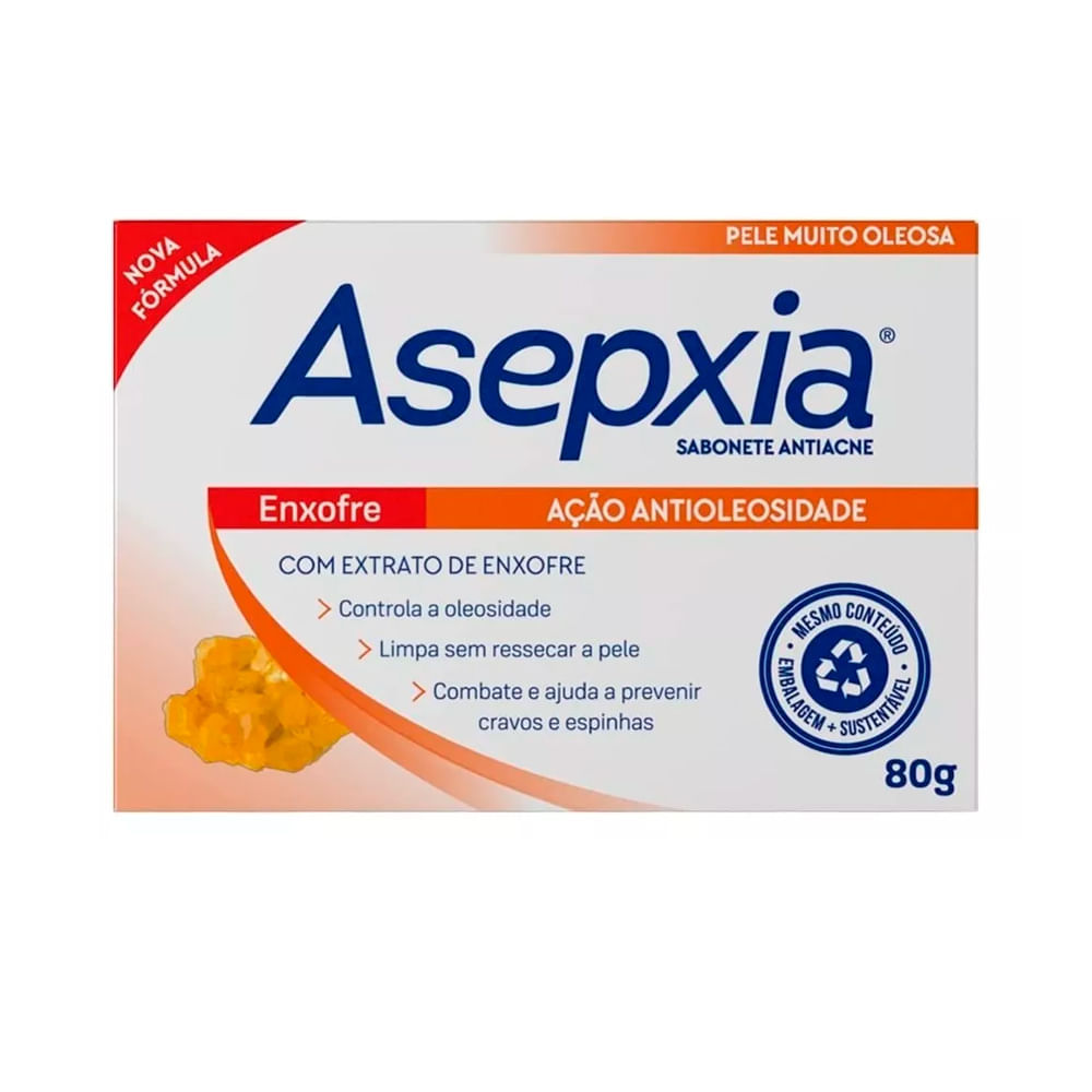 Sabonete Asepxia Enxofre Ação Antioleosidade 80g em Oferta na Shopee